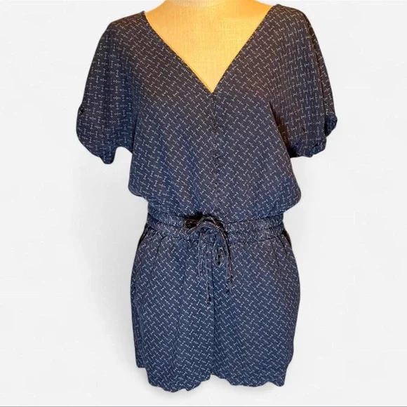 Carve Designs Navy Sophie Linen Romper - Picture 1 of 7